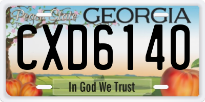 GA license plate CXD6140