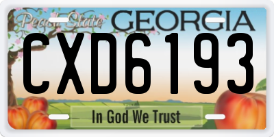 GA license plate CXD6193