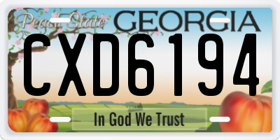 GA license plate CXD6194