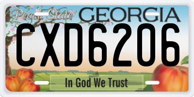 GA license plate CXD6206