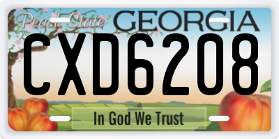 GA license plate CXD6208
