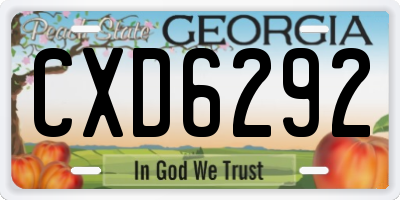 GA license plate CXD6292