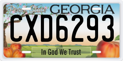 GA license plate CXD6293