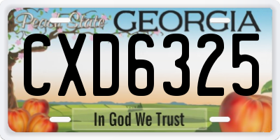GA license plate CXD6325