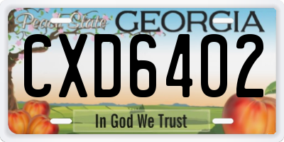 GA license plate CXD6402