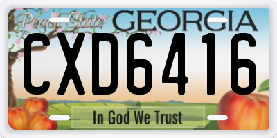 GA license plate CXD6416