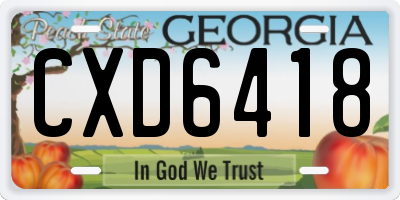 GA license plate CXD6418