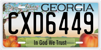 GA license plate CXD6449