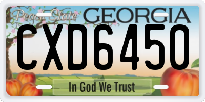 GA license plate CXD6450