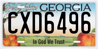 GA license plate CXD6496