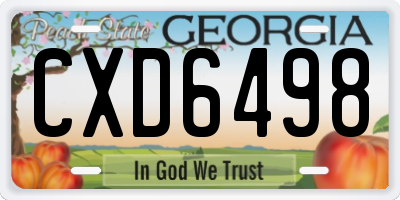 GA license plate CXD6498