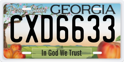 GA license plate CXD6633