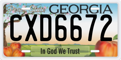 GA license plate CXD6672