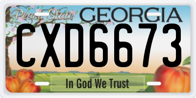 GA license plate CXD6673