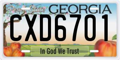 GA license plate CXD6701