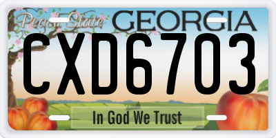 GA license plate CXD6703