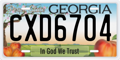 GA license plate CXD6704