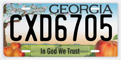 GA license plate CXD6705