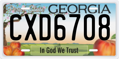 GA license plate CXD6708