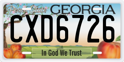 GA license plate CXD6726