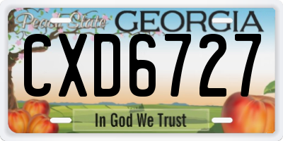 GA license plate CXD6727