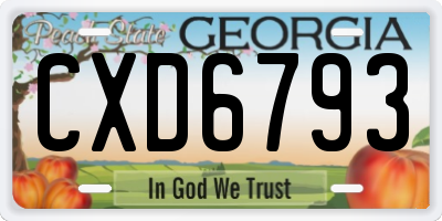GA license plate CXD6793
