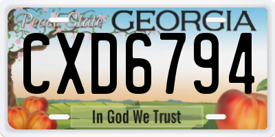 GA license plate CXD6794