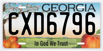 GA license plate CXD6796