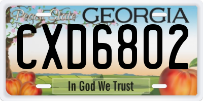 GA license plate CXD6802