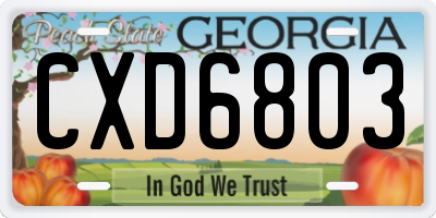 GA license plate CXD6803