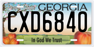 GA license plate CXD6840