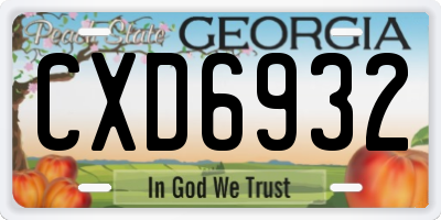 GA license plate CXD6932