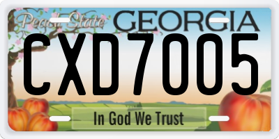 GA license plate CXD7005