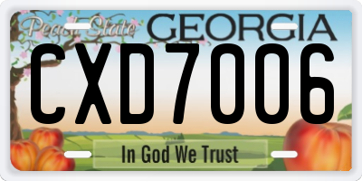 GA license plate CXD7006