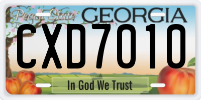 GA license plate CXD7010