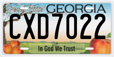 GA license plate CXD7022