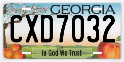 GA license plate CXD7032