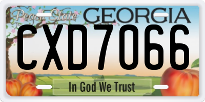 GA license plate CXD7066