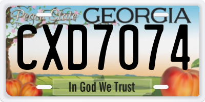 GA license plate CXD7074