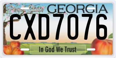 GA license plate CXD7076