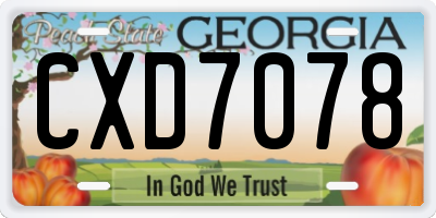 GA license plate CXD7078