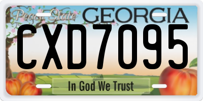 GA license plate CXD7095