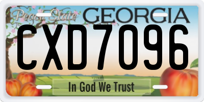 GA license plate CXD7096