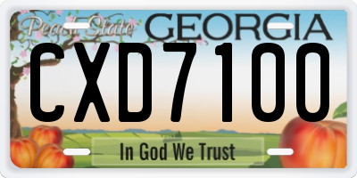 GA license plate CXD7100