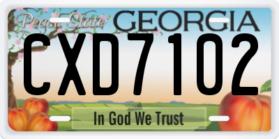 GA license plate CXD7102