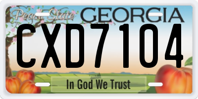 GA license plate CXD7104