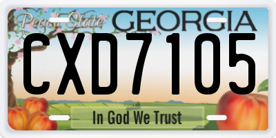 GA license plate CXD7105