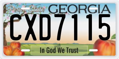 GA license plate CXD7115