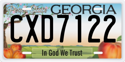 GA license plate CXD7122