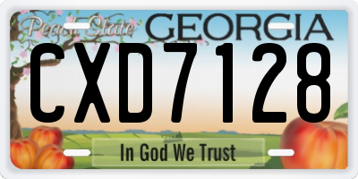 GA license plate CXD7128